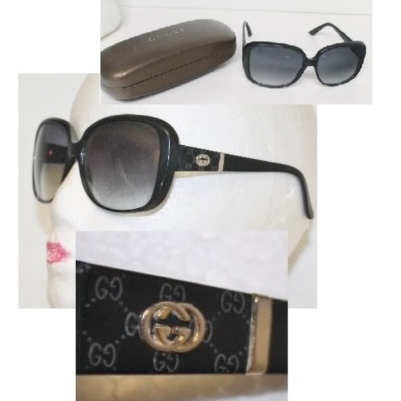 Auth GUCCI GG Logo 3125 Gradient Sunglasses w Case